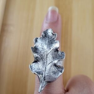 Textured Silver Oak Leaf Ring - Women Jewelry Rings